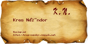 Kres Nándor névjegykártya